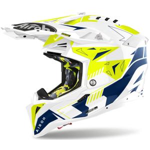 Motorcrosshelm Airoh Aviator 3 Spin geel-blauw