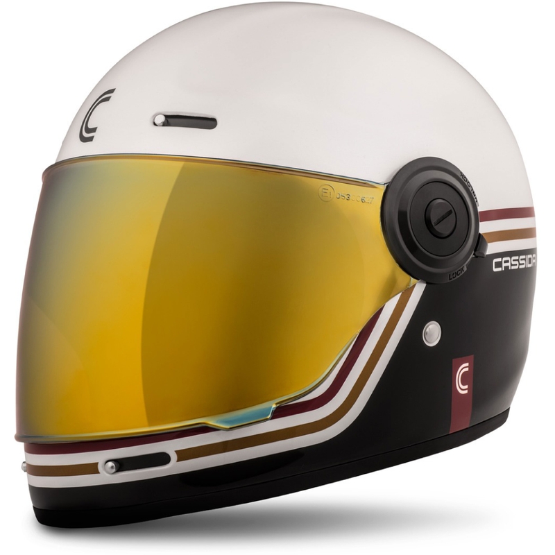 Cassida Fibre Super Hooligan integraal motorhelm wit-zwart-rood-goud uitverkoop