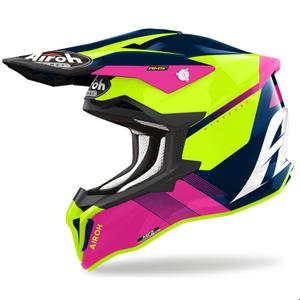 Motorcrosshelm Airoh Strycker Blazer blauw-roze uitverkoop