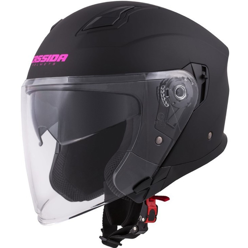 Cassida Jet Tech Open Motorhelm Zwart en Roze