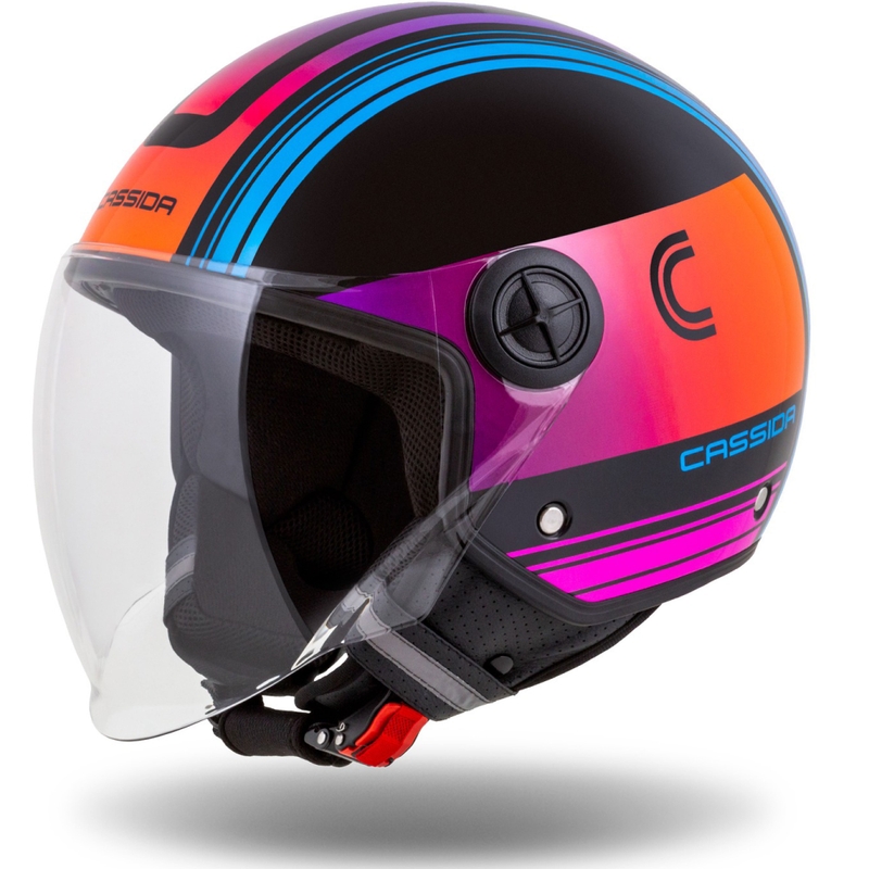 Cassida Handy Metropolis Zwart-Turkoois Kleurverloop Open Motorhelm