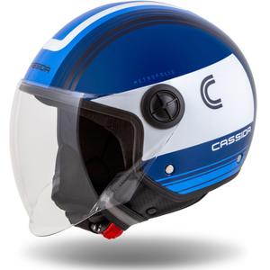 Cassida Handy Metropolis Blauw Wit Open Motorhelm