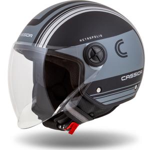 Cassida Handy Metropolis Veiligheidshelm Open Motorfiets Zwart-Reflecterend Grijs