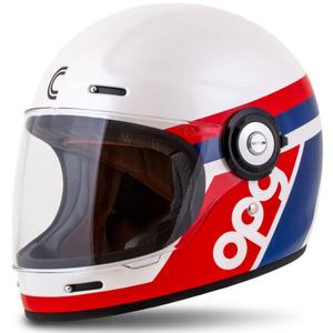 Cassida Fibre OPG integraal motorhelm wit-blauw-rood