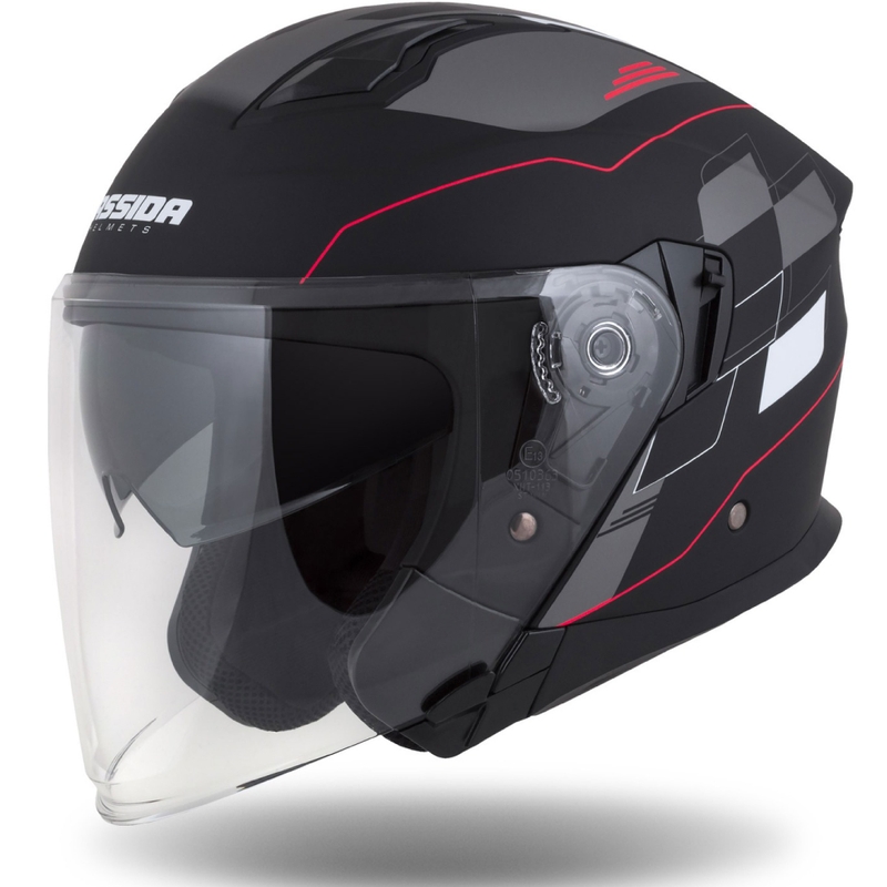 Cassida Jet Tech Roxor Zwart-Rood-Grijs Open Motorhelm