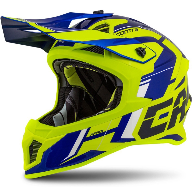 Motorcrosshelm Cassida Cross Pro II Contra fluo geel-blauw-wit