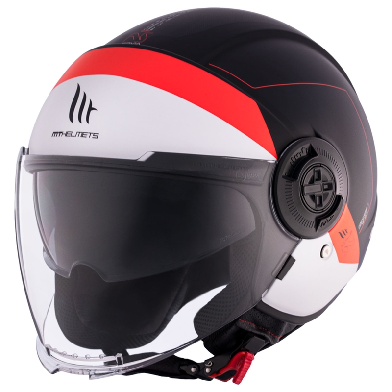 Open Motorhelm MT Viale SV S 68 Eenheden A5 wit-rood-zwart