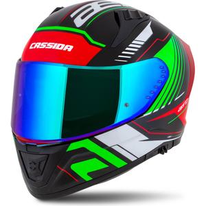 Cassida Aero Drome zwart-rood-groen-wit integraal motorhelm