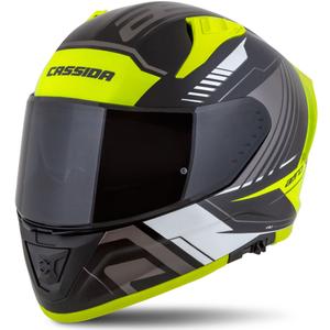 Cassida Aero Drome zwart-fluo geel-wit-grijs integraal motorhelm