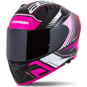 Cassida Aero Drome zwart-roze-witte integraal motorhelm