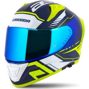 Cassida Aero Drome blauw-fluorgeel-lichtblauw-wit integraal motorhelm