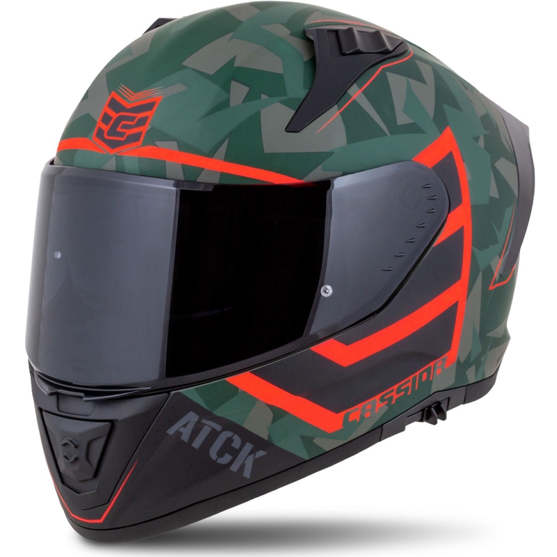 Cassida Aero ATCK camo groen-zwart-grijs-oranje integraal motorhelm