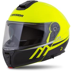 Cassida Modulo 2.1 Compass fluo geel-zwart-zilver-rood opklapbare motorhelm
