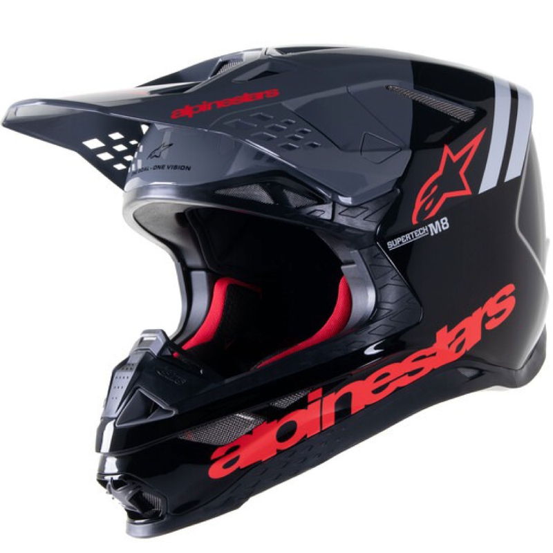 Alpinestars Supertech S-M8 Radium 2 motorcrosshelm zwart-grijs-rood