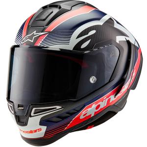 Alpinestars Supertech R-10 Team 2024 carbon fluo rood-blauw-wit mat integraal motorhelm