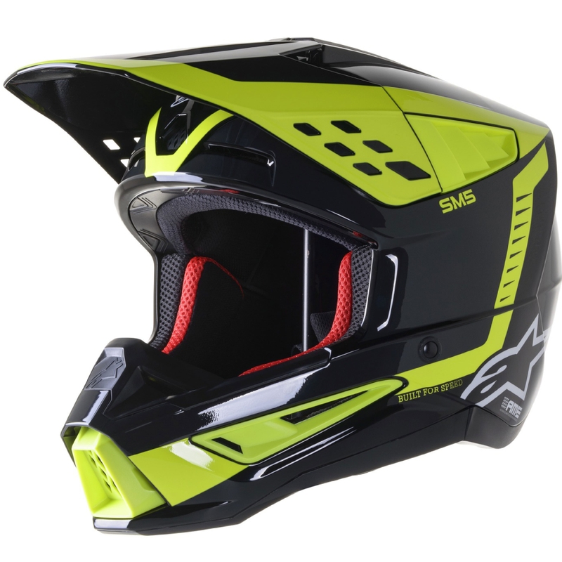 Alpinestars S-M5 Beam motorcrosshelm zwart-antraciet-fluogeel glanzend