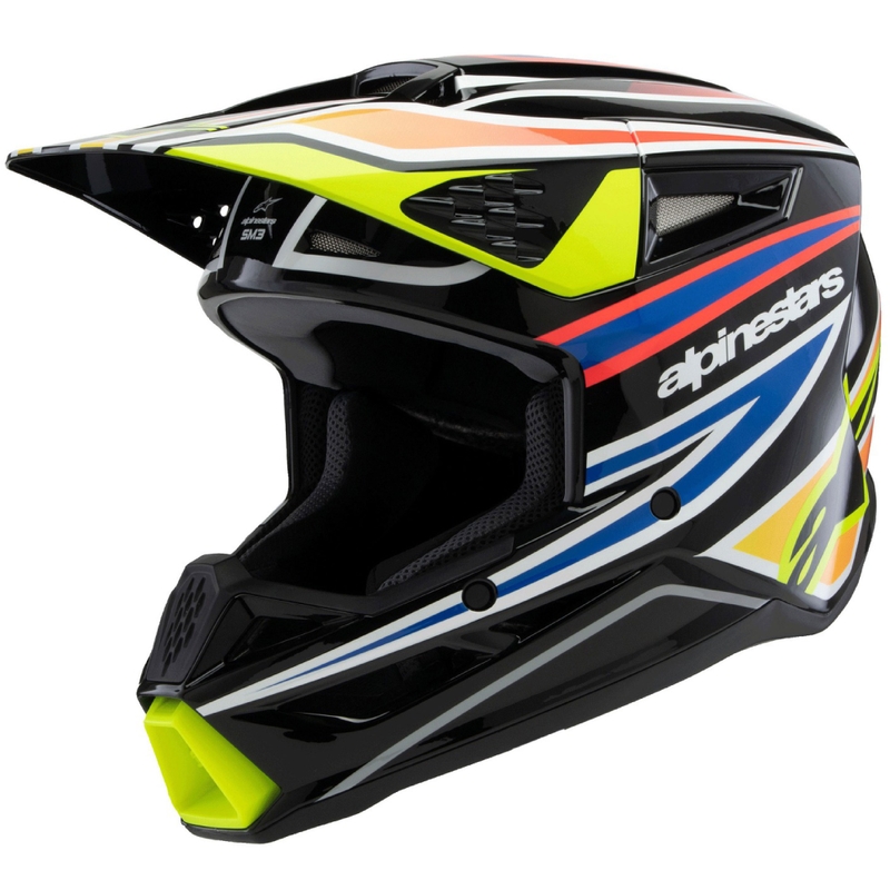 Alpinestars S-M3 WURX kindercrosshelm zwart-fluo geel-blauw-rood