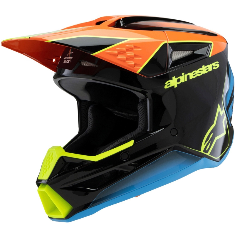 Alpinestars S-M3 FRAY kindercrosshelm zwart-fluo oranje-fluo geel-turquoise
