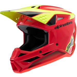 Kinder motorcrosshelm Alpinestars S-M3 FRAY rood-fluo geel-zwart 2025