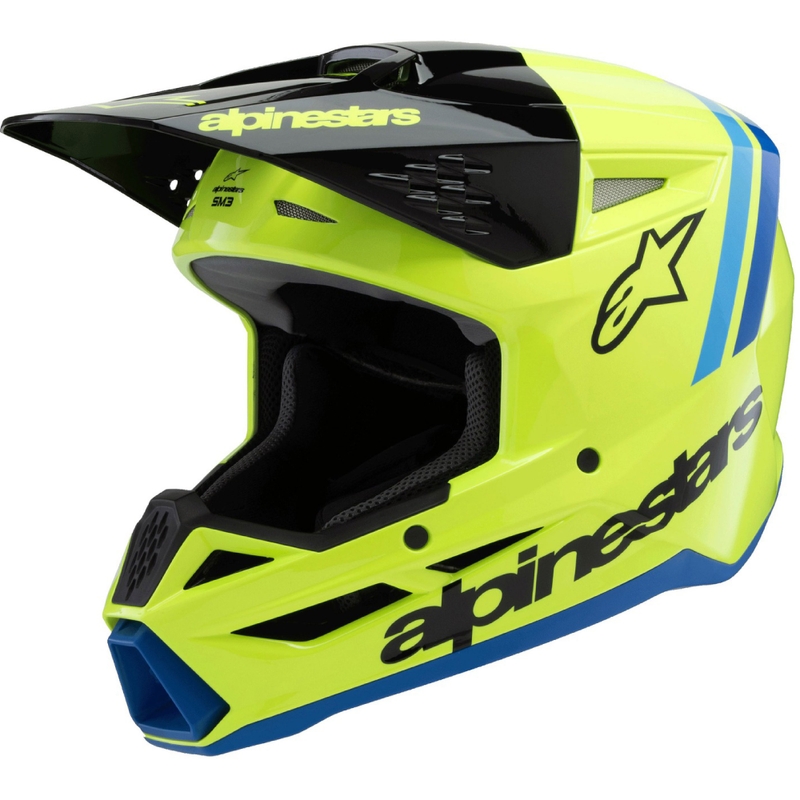 Alpinestars S-M3 RADIUM kindercrosshelm fluo geel-zwart-blauw