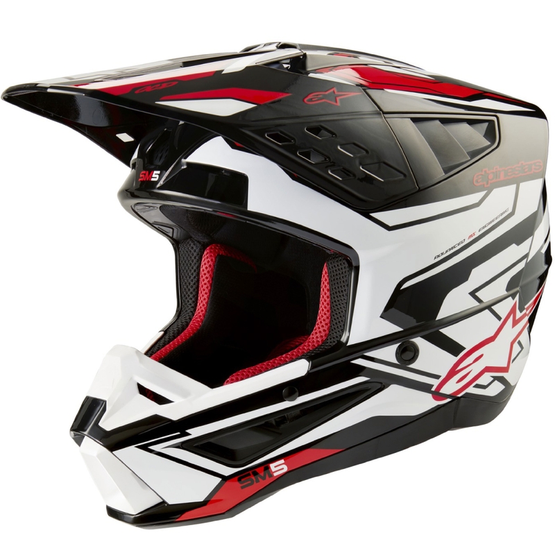 Alpinestars S-M5 Action 2 zwart-wit-rood motorcrosshelm