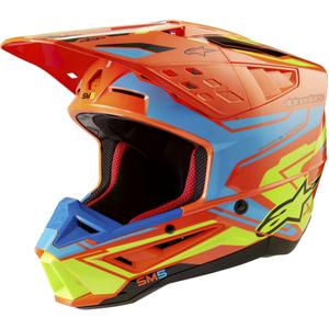 Alpinestars S-M5 Action 2 fluor oranje-lichtblauw-fluo geel motorcrosshelm