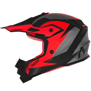 Kinder motorcrosshelm NOX N761 MX fluorood-zwart-grijs