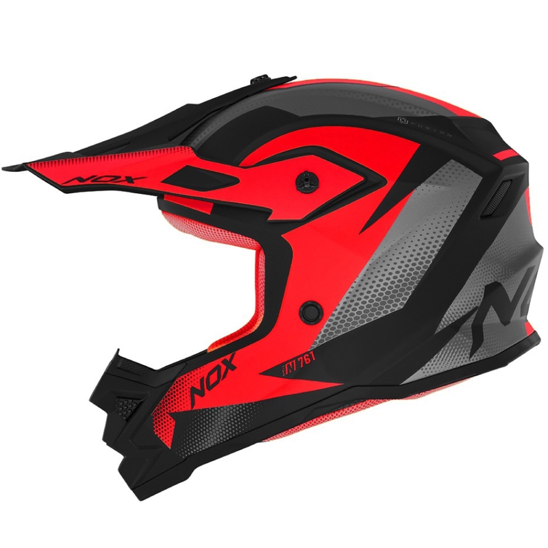 Kinder motorcrosshelm NOX N761 MX fluorood-zwart-grijs