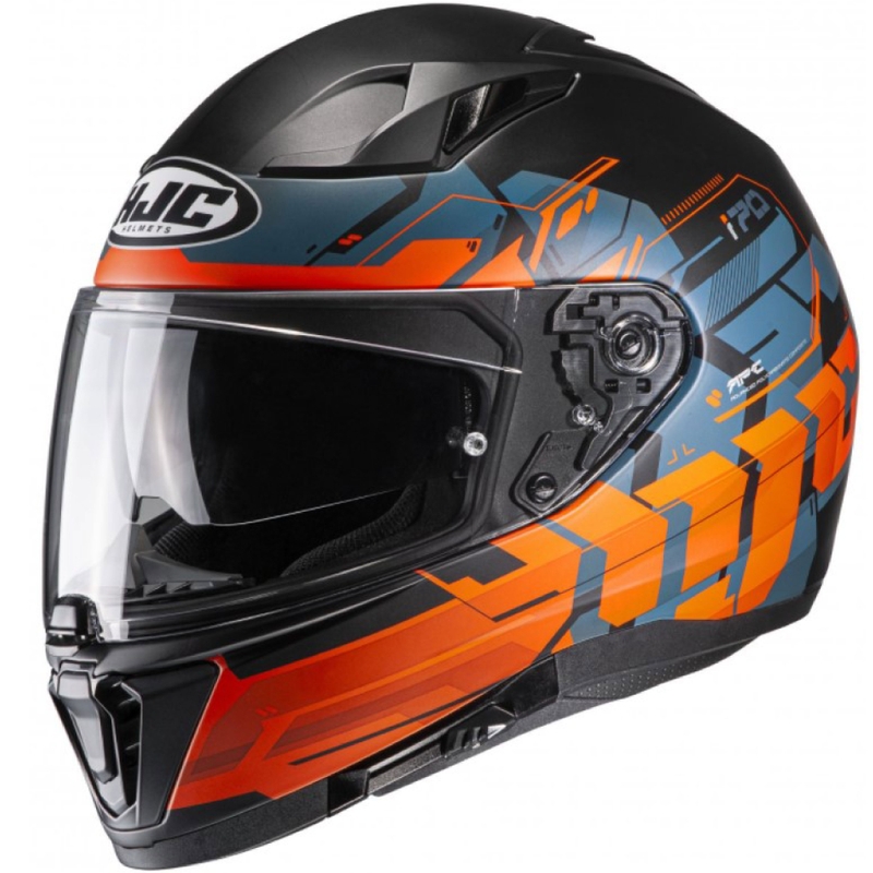 Geïntegreerde motorhelm HJC I70 Alligon MC7SF oranje-blauw-zwart uitverkoop