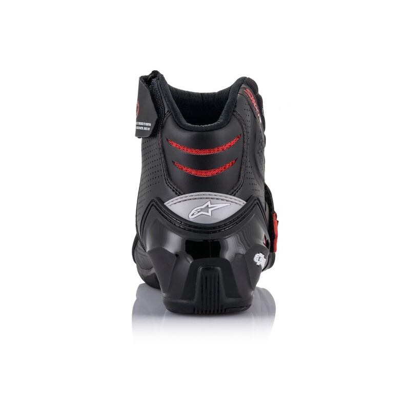 Alpinestars SMX-1 R zwarte en rode motorlaarzen met ventilatieopeningen