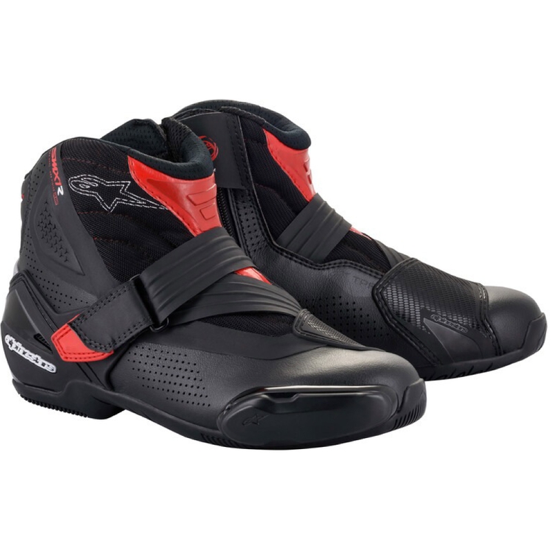 Alpinestars SMX-1 R zwarte en rode motorlaarzen met ventilatieopeningen