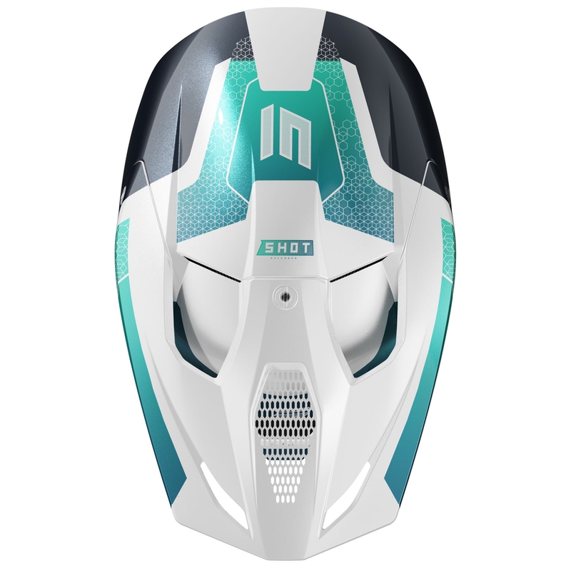 Motorcrosshelm Shot Race Phaser parel zwart-turquoise-wit