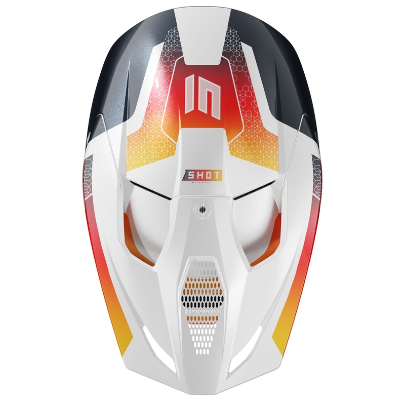 Motorcrosshelm Shot Race Phaser parelblauw-wit-oranje