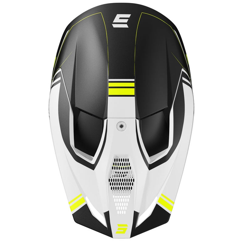 Motorcrosshelm Shot Race Sprint zwart-wit-fluo geel