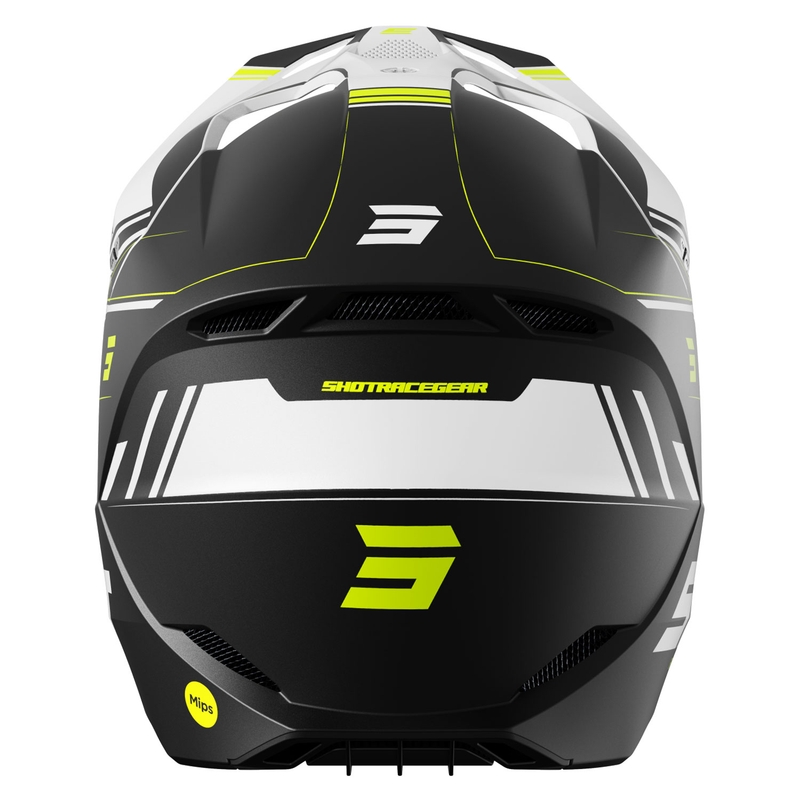 Motorcrosshelm Shot Race Sprint zwart-wit-fluo geel