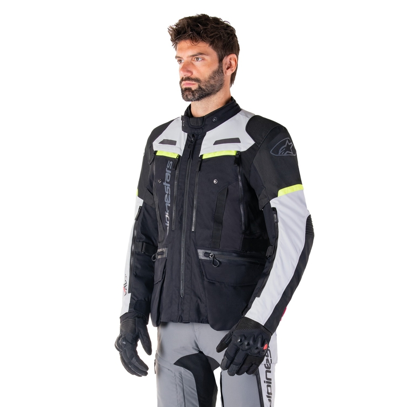 Alpinestars Bogota PRO Drystar zwart-grijs-fluo geel motorjack