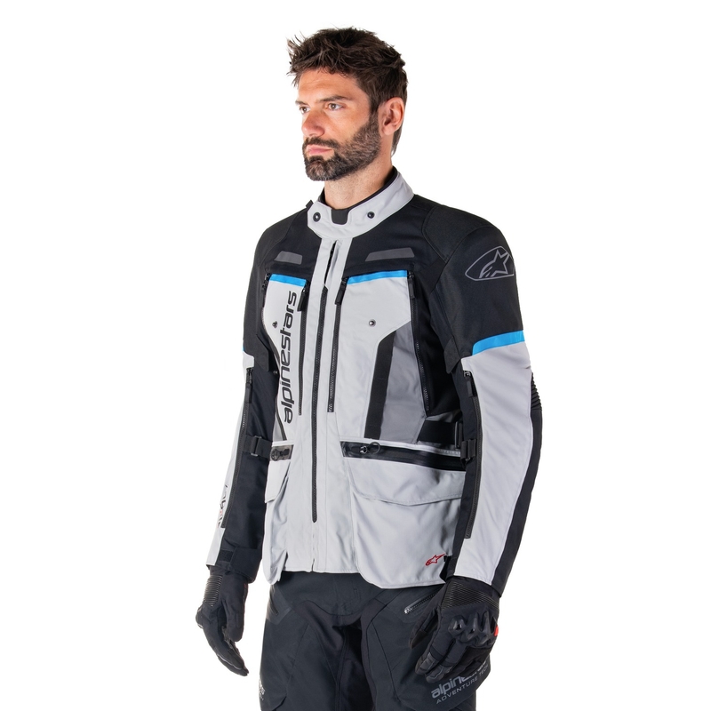 Alpinestars Bogota PRO Drystar grijs-zwart-blauw motorjas