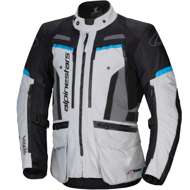 Alpinestars Bogota PRO Drystar grijs-zwart-blauw motorjas