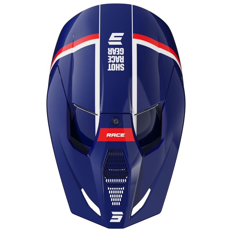 Motorcrosshelm Shot Race Mythic glanzend blauw-rood