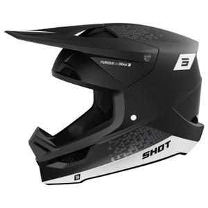 Motorcrosshelm Shot Furious Draw wit-zwart