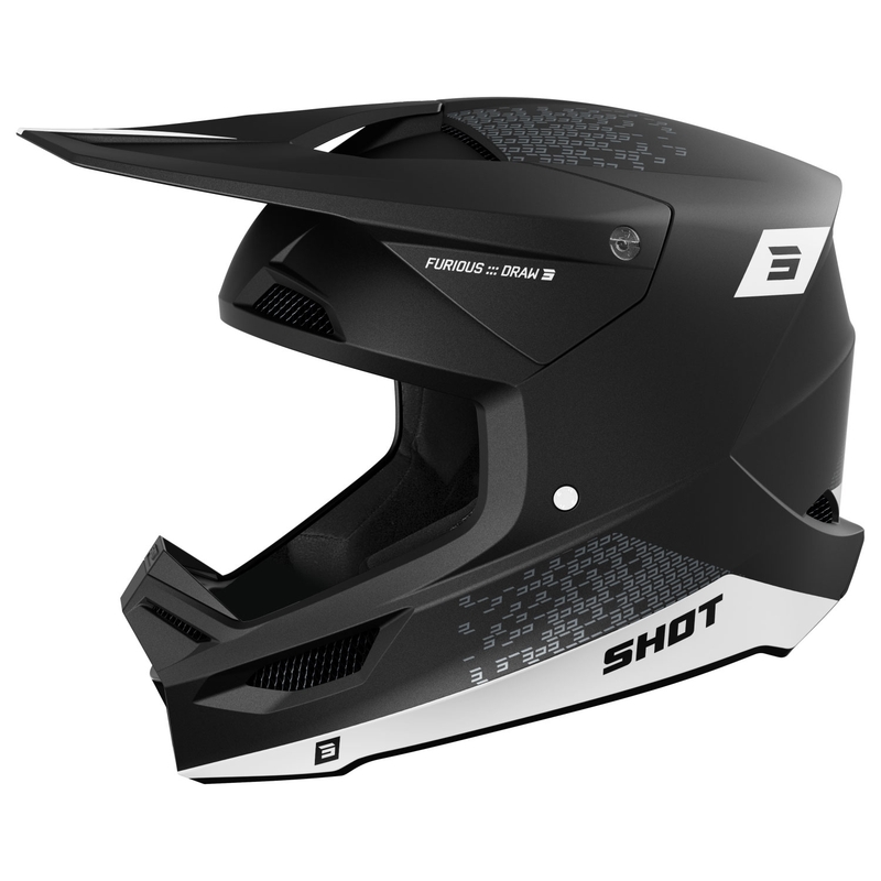 Motorcrosshelm Shot Furious Draw wit-zwart