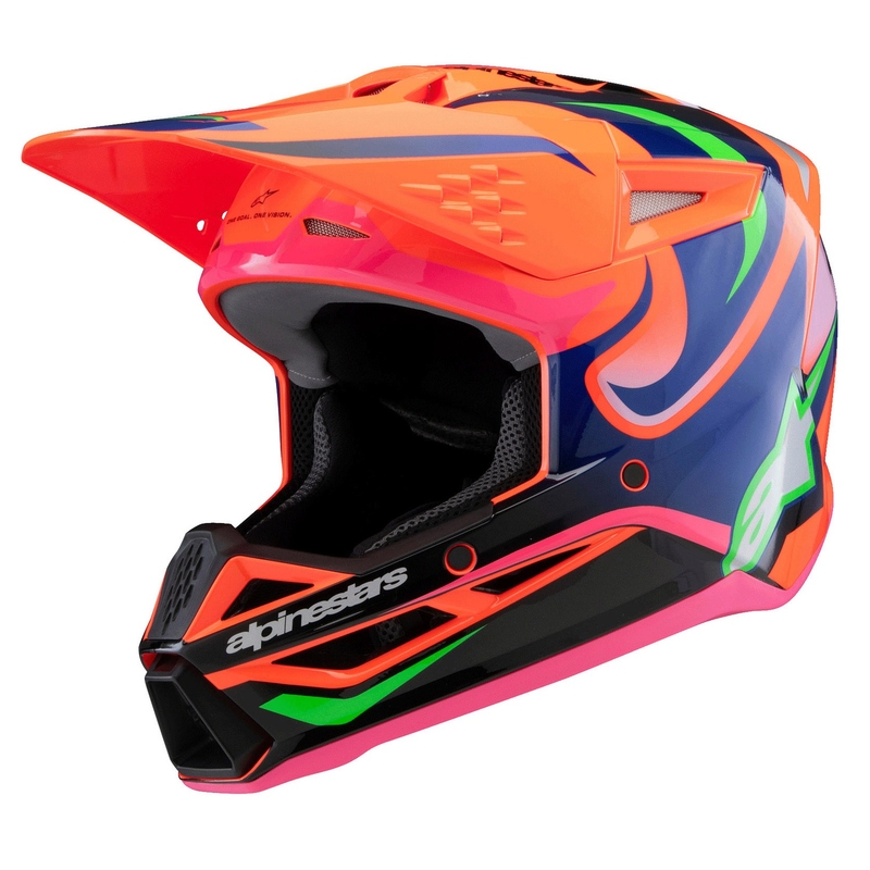 Kinder motorcrosshelm Alpinestars S-M3 HAIDEN DEEGAN fluor oranje-paars-roze-groen