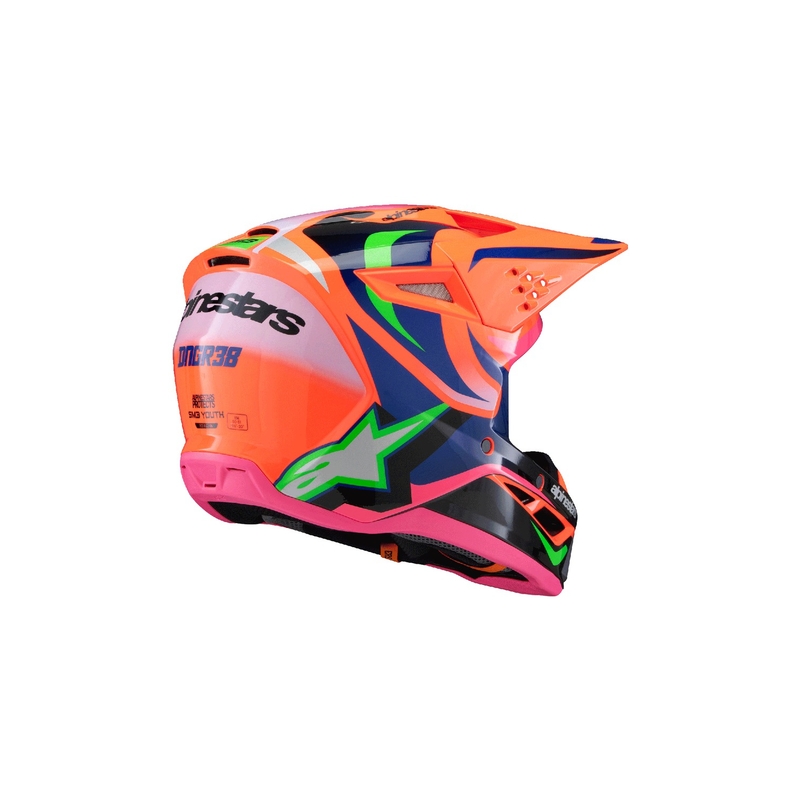 Kinder motorcrosshelm Alpinestars S-M3 HAIDEN DEEGAN fluor oranje-paars-roze-groen
