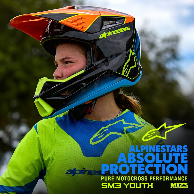 Kinder motorcrosshelm Alpinestars S-M3 HAIDEN DEEGAN fluor oranje-paars-roze-groen