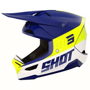 Motorcrosshelm Shot Furious League blauw-fluo geel