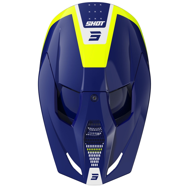 Motorcrosshelm Shot Furious League blauw-fluo geel