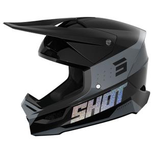 Motorcrosshelm Shot Furious League holografisch zwart