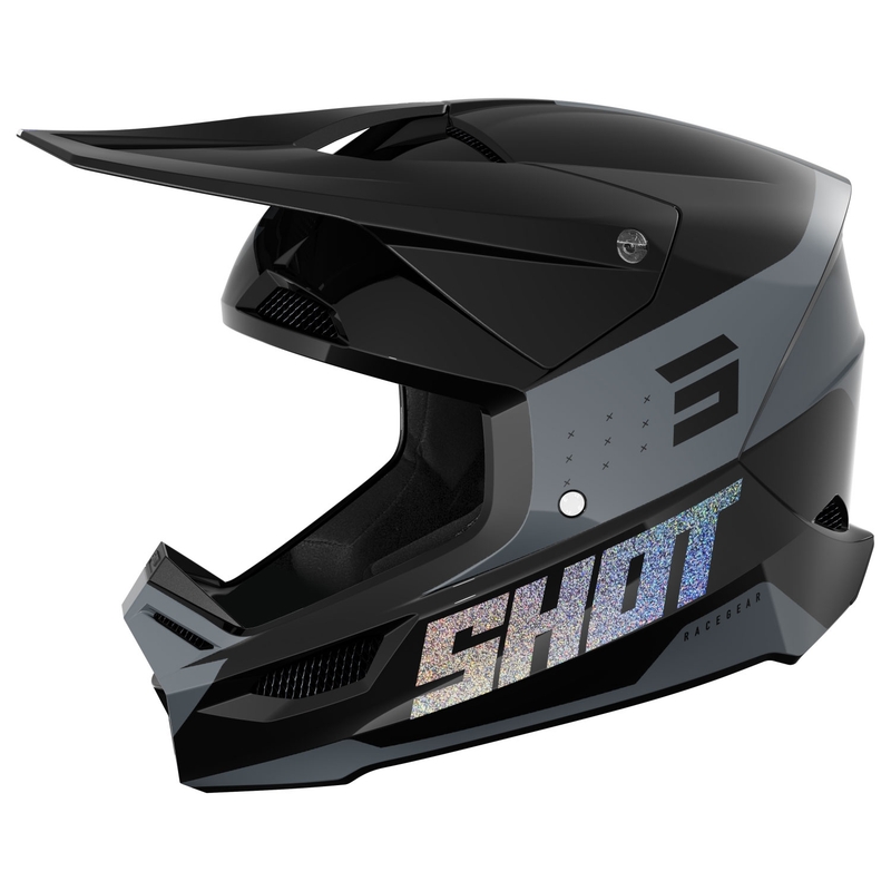 Motorcrosshelm Shot Furious League holografisch zwart