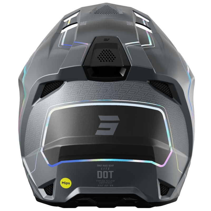 Motorcrosshelm Shot Lite Challenger parelgrijs holografisch