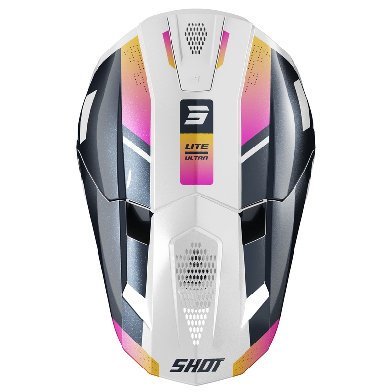 Motorcrosshelm Shot Lite Ultra parelblauw-oranje-roze